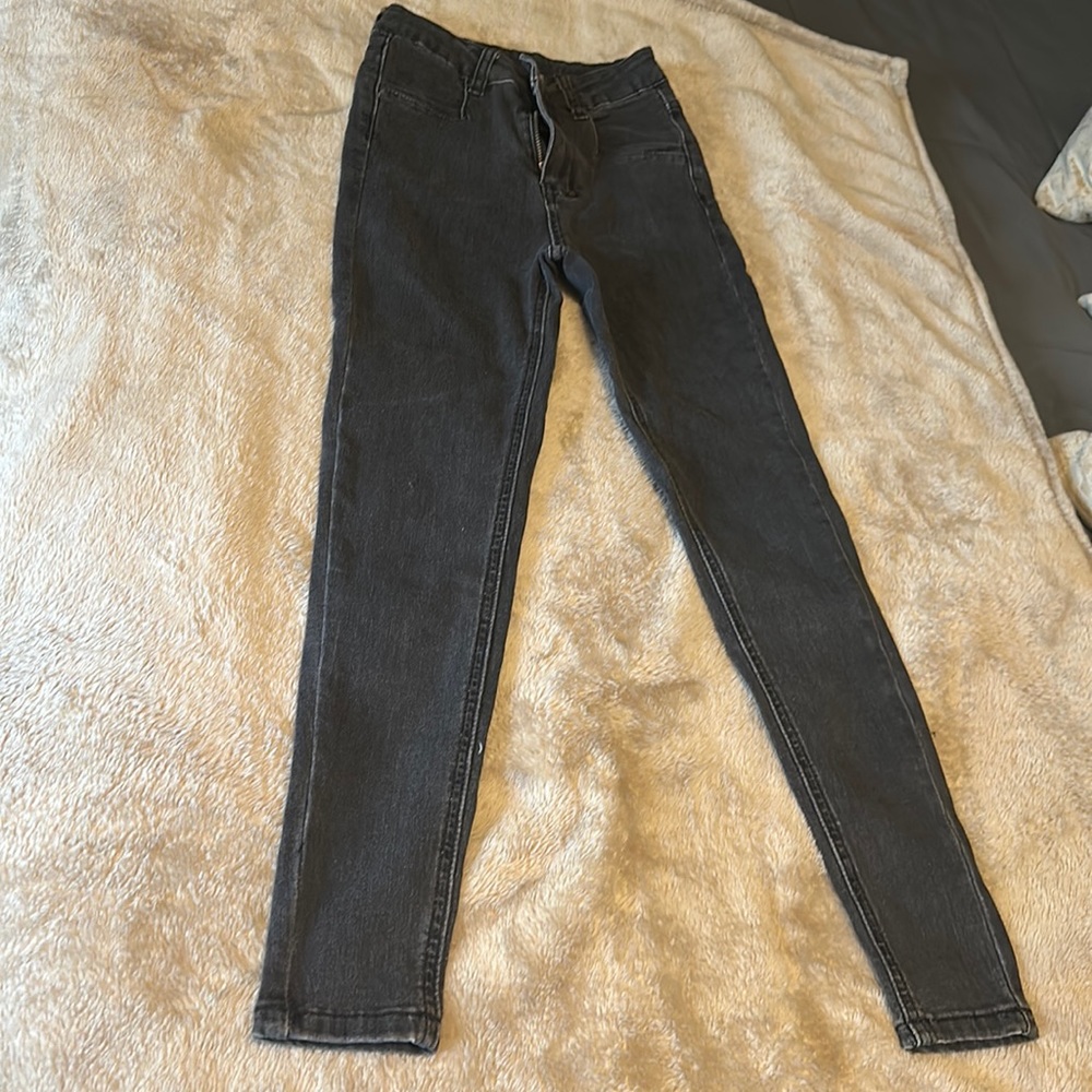 Shein XXS Slightly Distressed Black Skinny Jeans